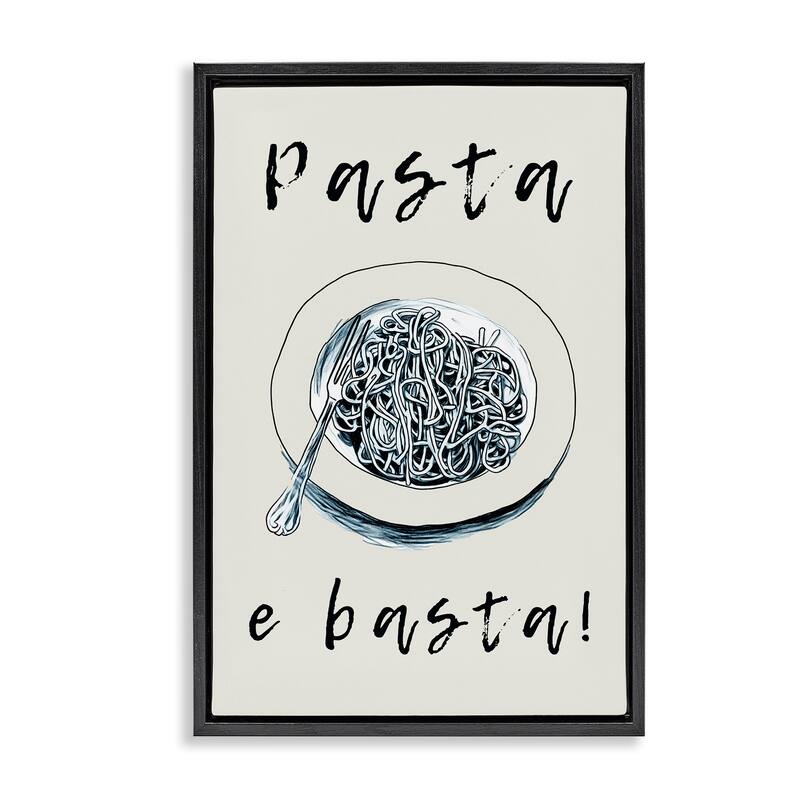 Stupell Pasta e Basta Meal Framed Floater Canvas Wall Art Design By Andreas Magnusson - 17 x 25 - Black