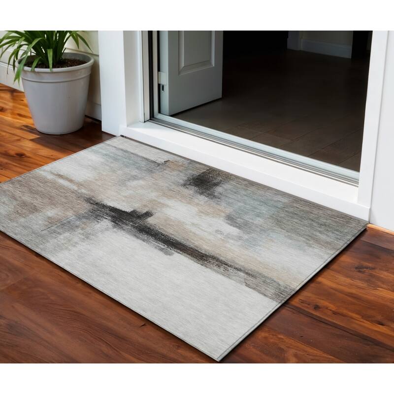 HomeRoots Abstract Transitional Rectangle Outdoor Rug - 3' x 5'