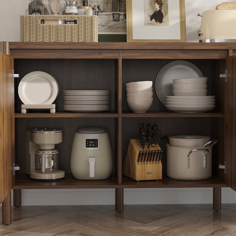 Wooden Living Room Storage Organizer,TV Stand Cabinet with 2 Doors & 3 Drawers,Mid-Century