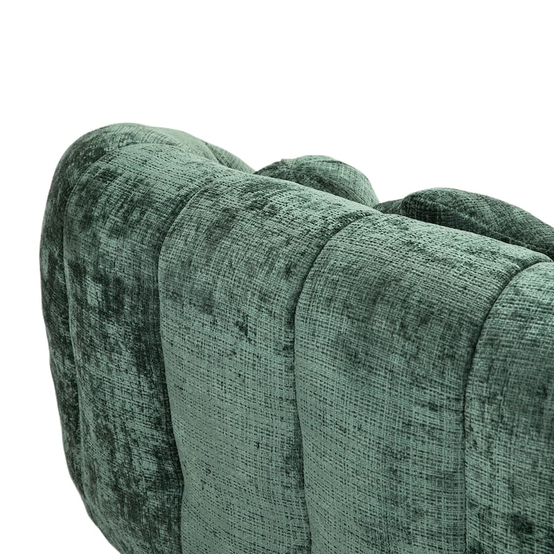 Chenille Upholstered Bean Bag Chair, Lazy Floor Sofa with Foam Filler, Fluffy Bean Bag Sofa with 3 Pillows & High Backrest