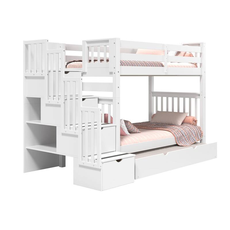 Taylor & Olive Trillium Tall Twin over Twin Stairway Bunk Bed, Trundle