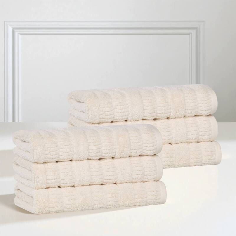 Superior Mika Smart Twist Viscose Cotton Blend Hand Towels, Set of 6 - Ivory
