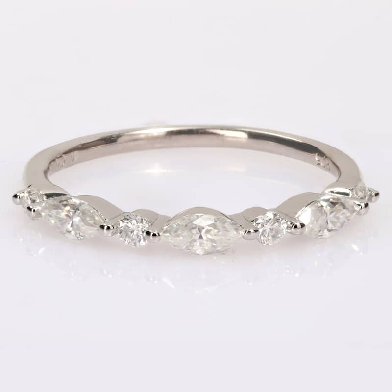 Miadora 1/2ct DEW Moissanite Semi-Eternity Ring in Sterling Silver