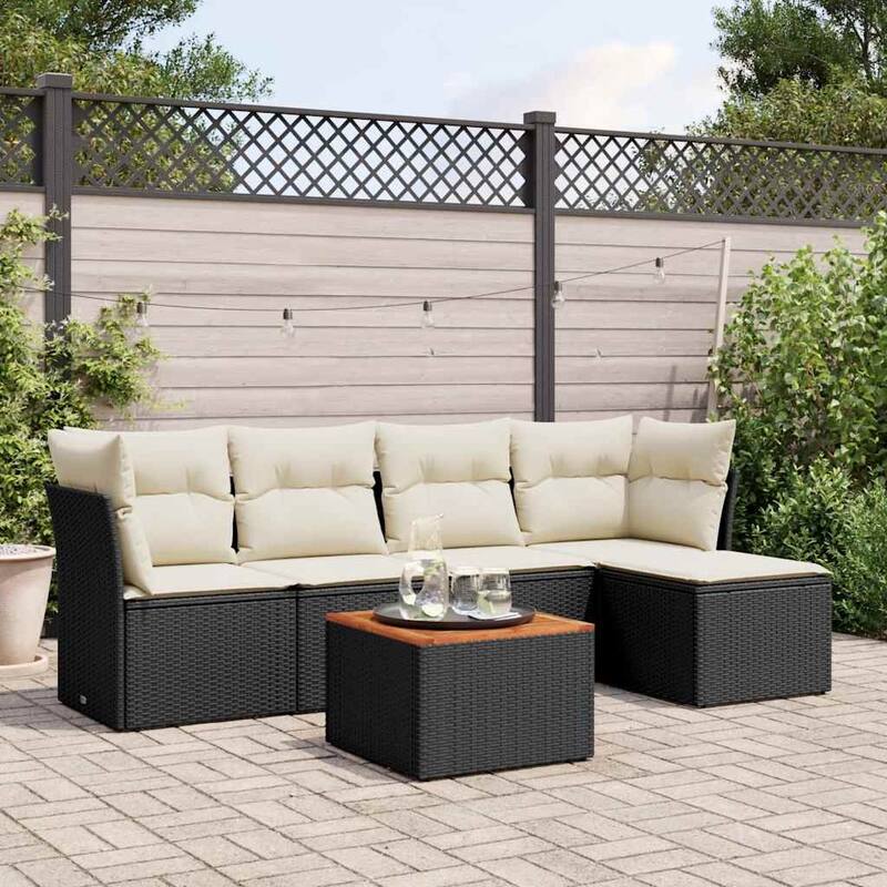 vidaXL Garden Sofa Set Black, Cream White - 21.7 x 21.7 x 14.6