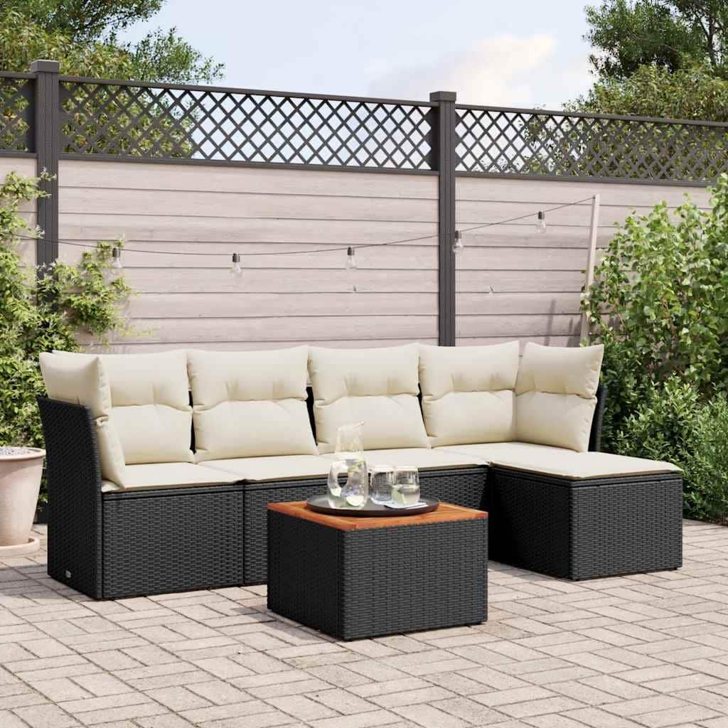 vidaXL Garden Sofa Set Black, Cream White - 21.7 x 21.7 x 14.6