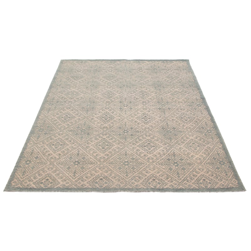 ECARPETGALLERY Hand-knotted Tangier Light Blue Wool Rug - 7'8 x 9'8