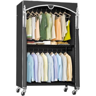 Heavy Duty Rolling Garment Rack with Cover Adjustable Clothing Rack for ...