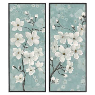 Stupell Green Toned Blossoms Framed Giclee Art Design By Tava Studios (Set of 2)