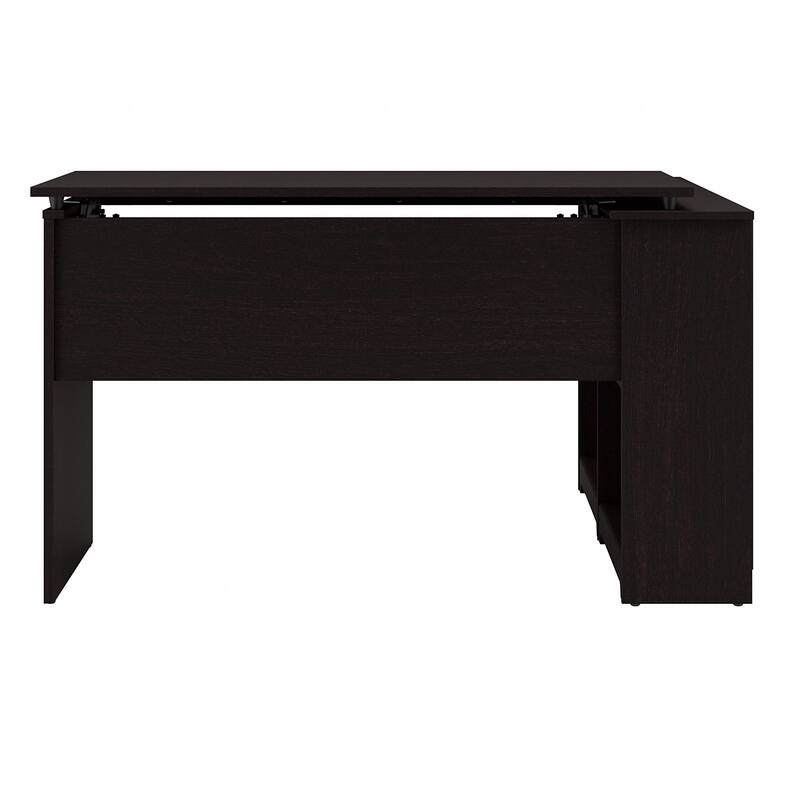 52W 3-position Sit to Stand Corner Bookshelf Desk