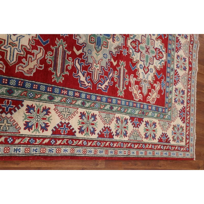 Traditional Kazak Rug Handmade Red Wool Carpet - 5'1" x 6'9"