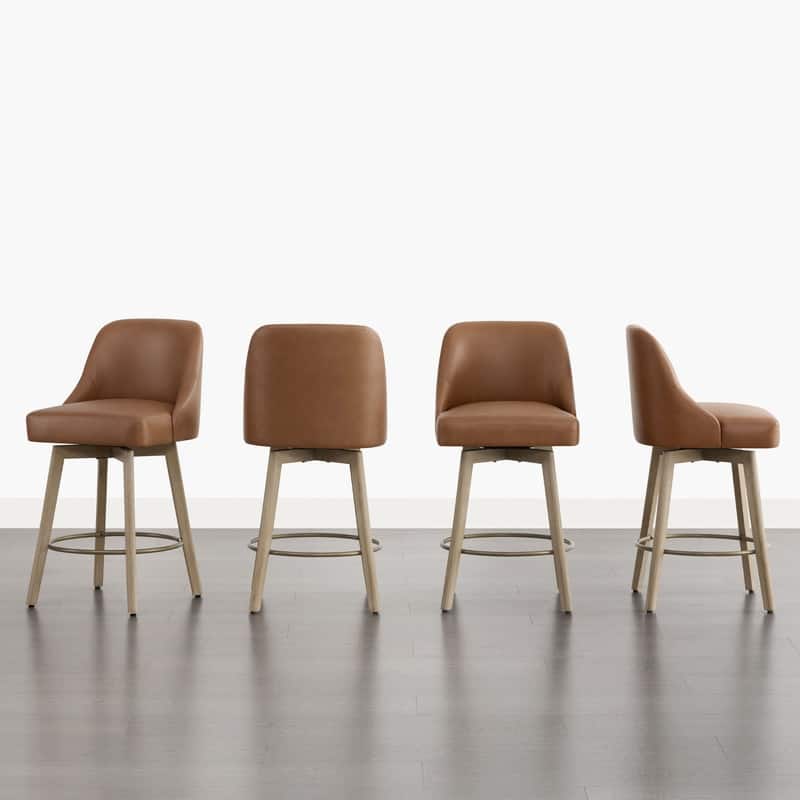 Spruce & Spring Modern Upholstered 360-degree Swivel Bar Stool for Kitchen and Home Bar