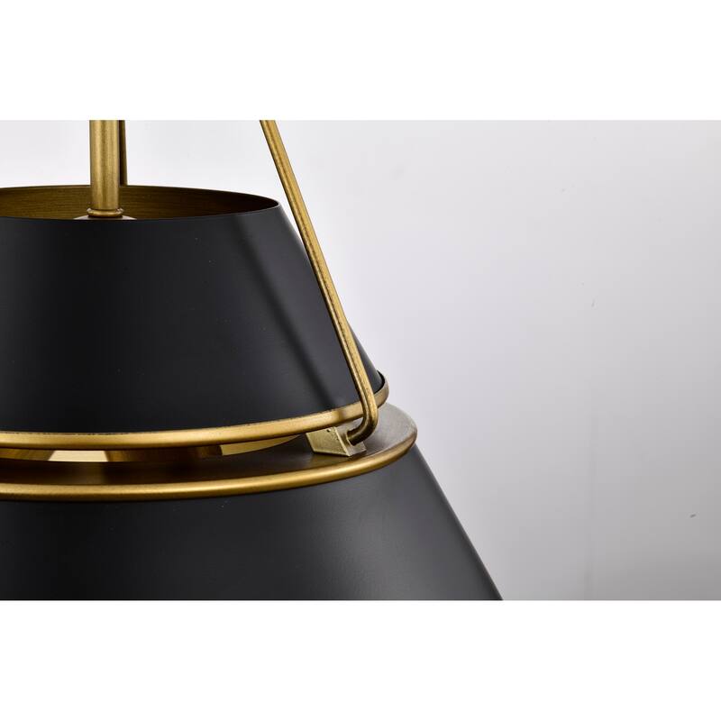 Adina 3 Light Large Pendant - Matte Black and Natural Brass Finish