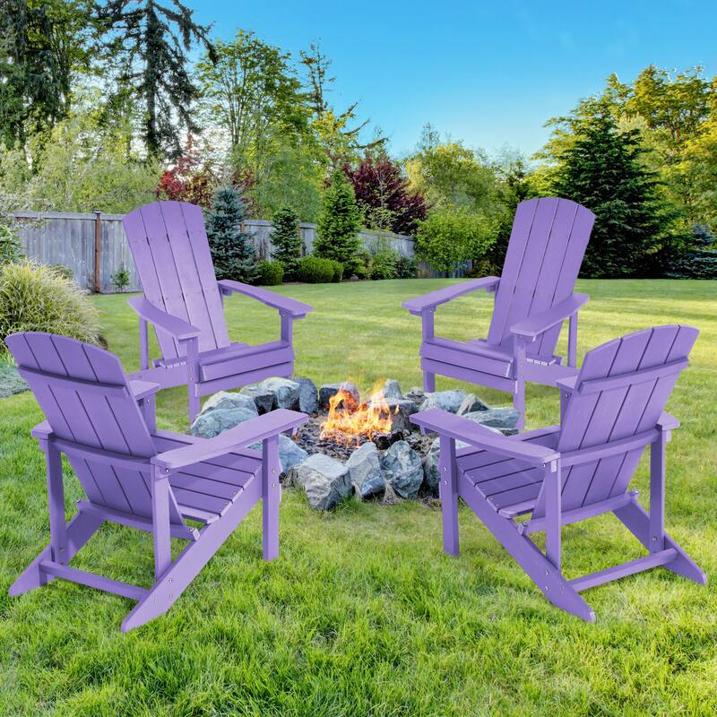 BONOSUKI Patio Adirondack Chair w/Cupholder,Weather Resistant-Set of 4