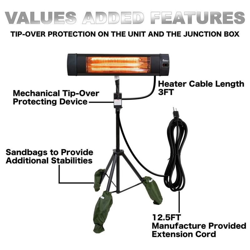 Dr Infrared Heater Outdoor Patio Heater with Tripod & Remote