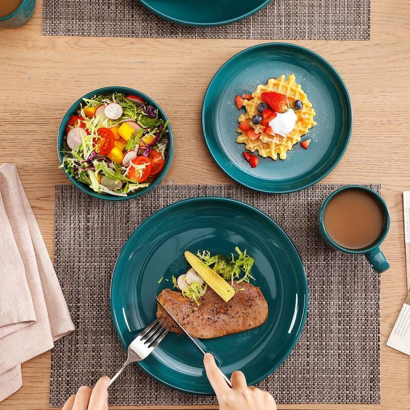 LOVECASA 16-Piece Round Dinnerware Set Stackable, Service for 4