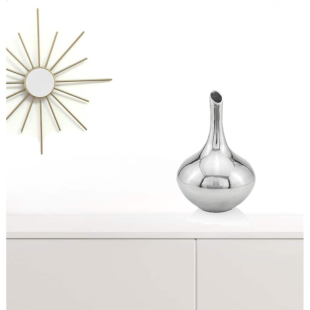 HomeRoots 13" Aluminum Silver Bud Table Vase - 8