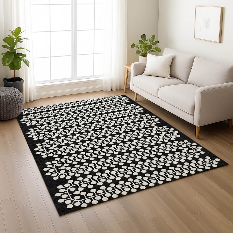 Machine Washable Indoor/ Outdoor Modern Ailey Chantille Rug