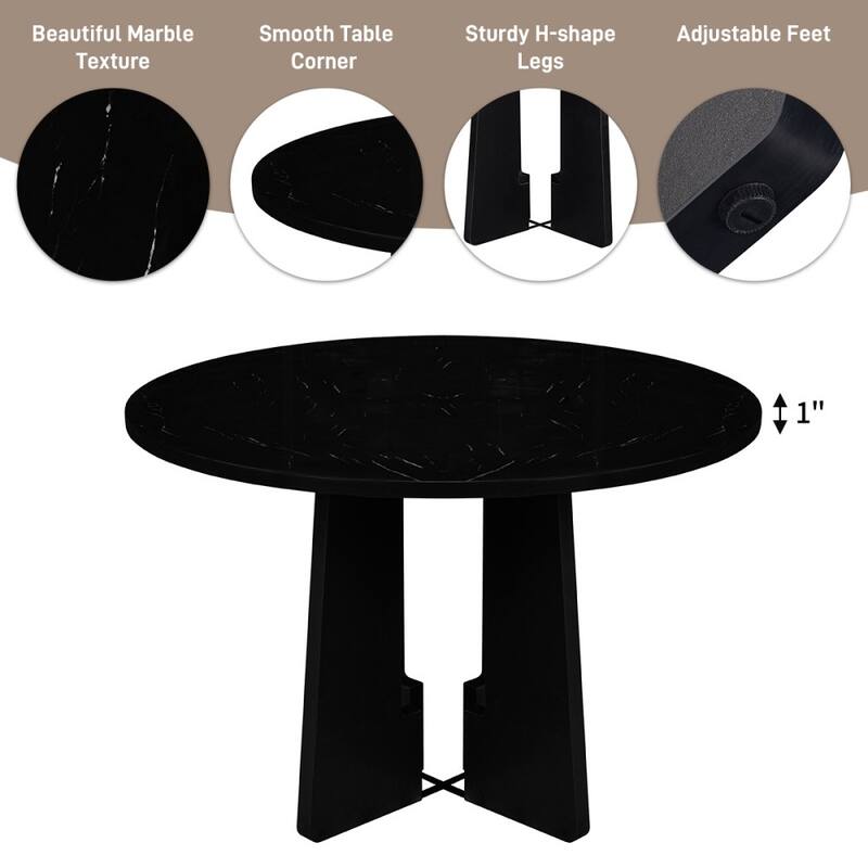 Modern 5-piece Wooden Dining Table and 4 Upholstered Chairs for Dining Room