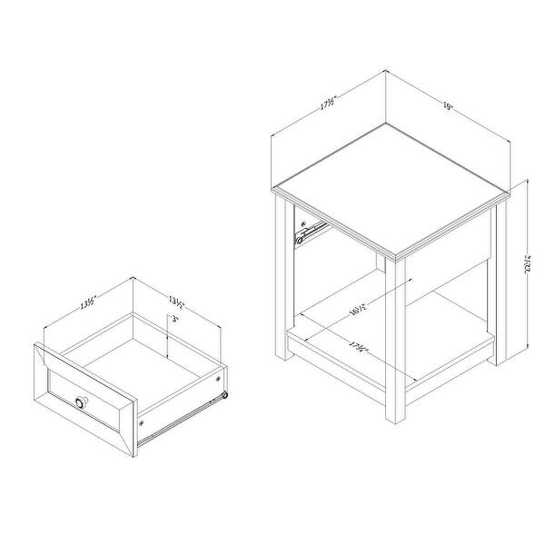 dimension image slide 1 of 2, South Shore Balka 1-Drawer Nightstand