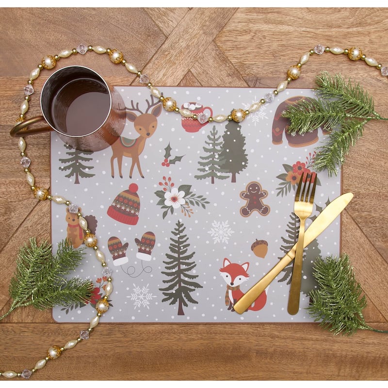 Woodland Christmas Hardboard Placemat Set of 6