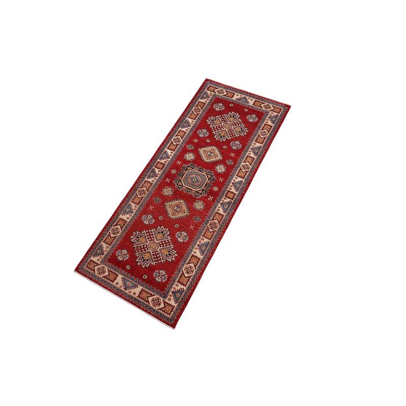 Tribal Super Kazak Sahara Red/Beige Hand Knotted Wool Runner - 2'9'' x 7'10''