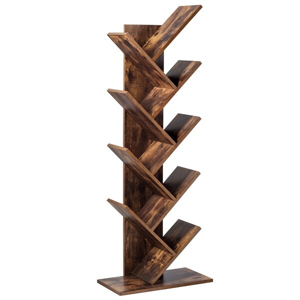 Gymax Tree Bookshelf 8-Tier Bookcase Free Standing Book Rack