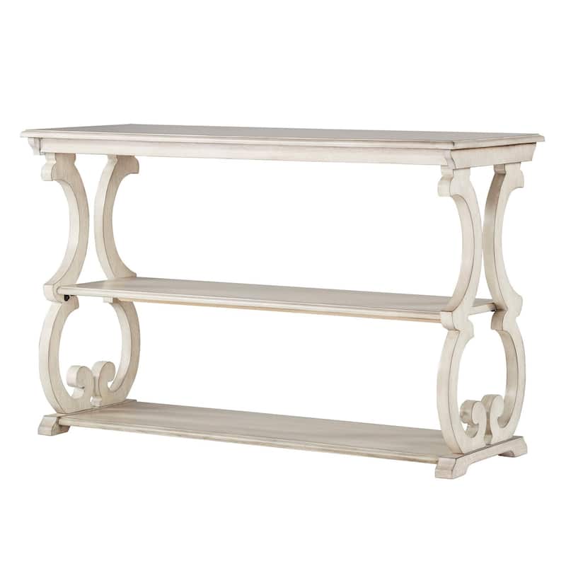 Lorraine Wood Scroll TV Stand Sofa Table by iNSPIRE Q Classic - Antique White