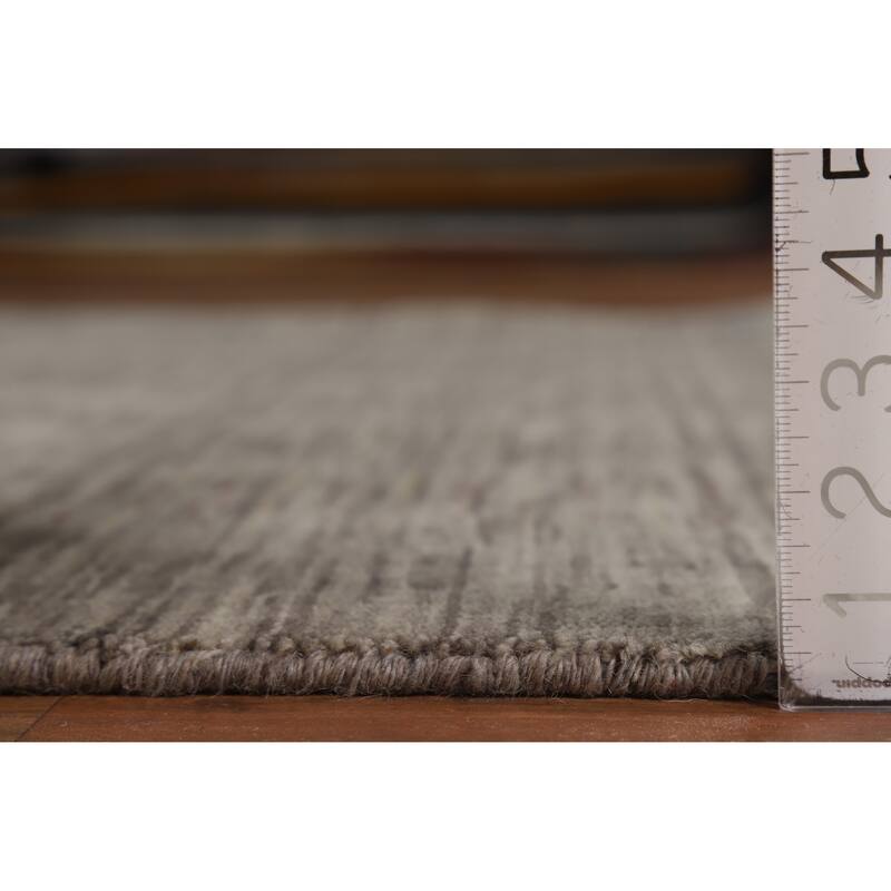 Hand Knotted Oriental 100% Wool Carpet Tribal Stripe Greys & Charcoal Gabbeh Area Rug - 8' 0'' X 5' 4''