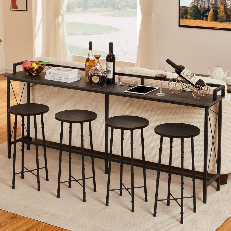 Console Table with 2 Outlet and 2 USB Ports,Entryway Table Narrow Charging Station Sofa Table