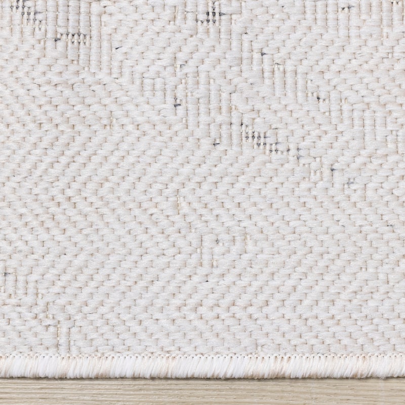 Brooke Collection - Cream Grey Reversible Marble Swirl Indoor/Outdoor Area Rug