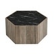preview thumbnail 10 of 28, Christopher Knight Home Hexagonal Rustic Retro Wood Coffee Table with Marble Tops and Drawers