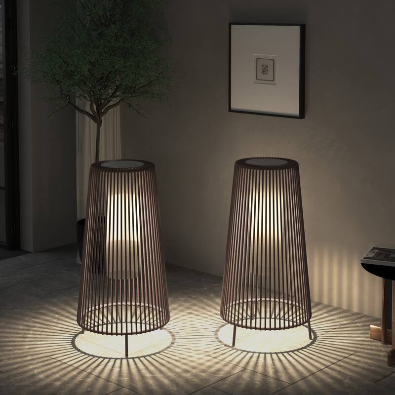 2 Pack Patio Floor Lamp Waterproof Solar Light