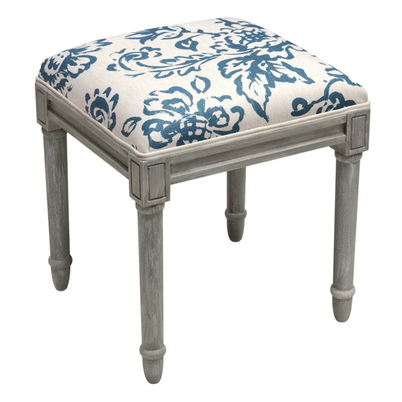 Toile Rustic-grey Vanity Stool - Blue