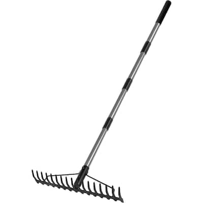 WaLensee 5.4FT Bow Rake Heavy Duty Garden Rake with Stainless Steel Handle, 17 Steel Tines Metal Head Rake Tool