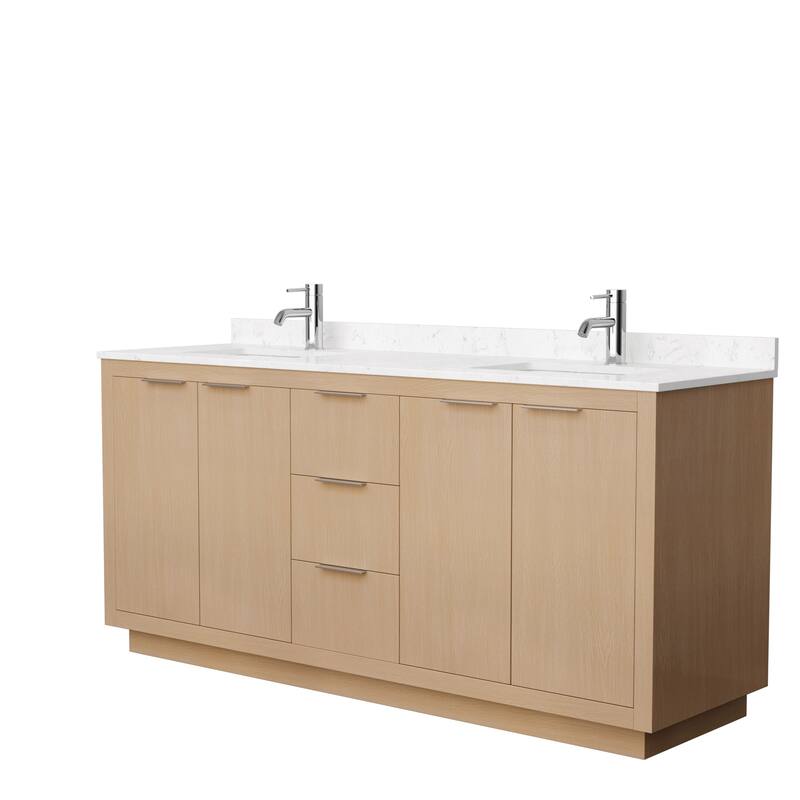 Maroni 72-Inch Light Straw Double Vanity, Cultured Marble Top