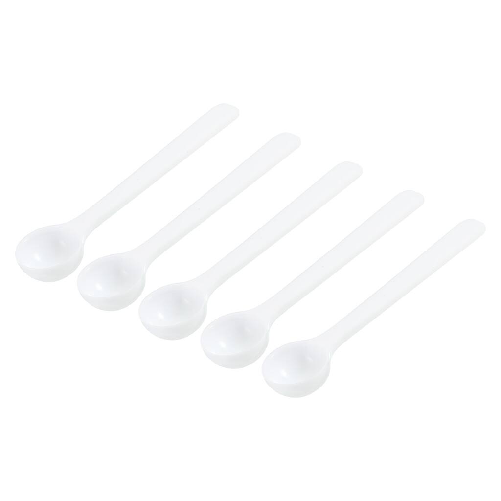 3.7" x 0.8" 1g Long Handle Plastic Measuring Spoons, 20Pcs Round Bottom - White
