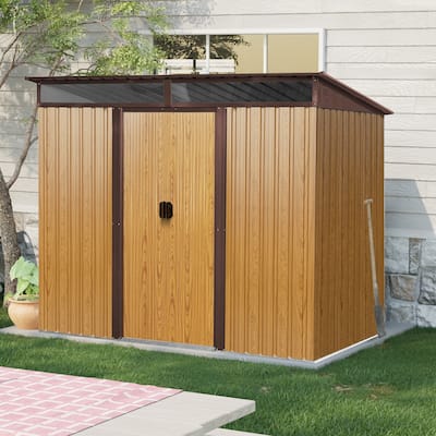 Rust Galvanized Steel Garden Shed, Waterproof Tool Shed Storage Shed with Lockable Sliding Door & Corrosion-resistance