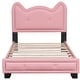 preview thumbnail 15 of 15, Twin Upholstered Platform Bed with Carton Ears Shaped Headboard