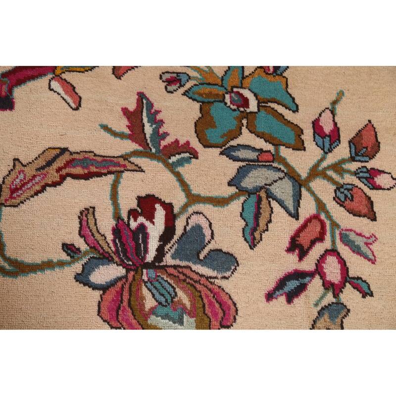 Hand Knotted Oriental 100% Wool Carpet Traditional Floral Beige & Ivories Art Deco Area Rug - 12' 10'' X 9' 5''
