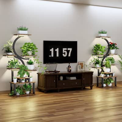 2PCS 8-Tiered Indoor Plant Stand with 5 Grow Lights, 10-Level Stepless Dimming, Durable Thickened Metal Steel Pipe (0.8mm)