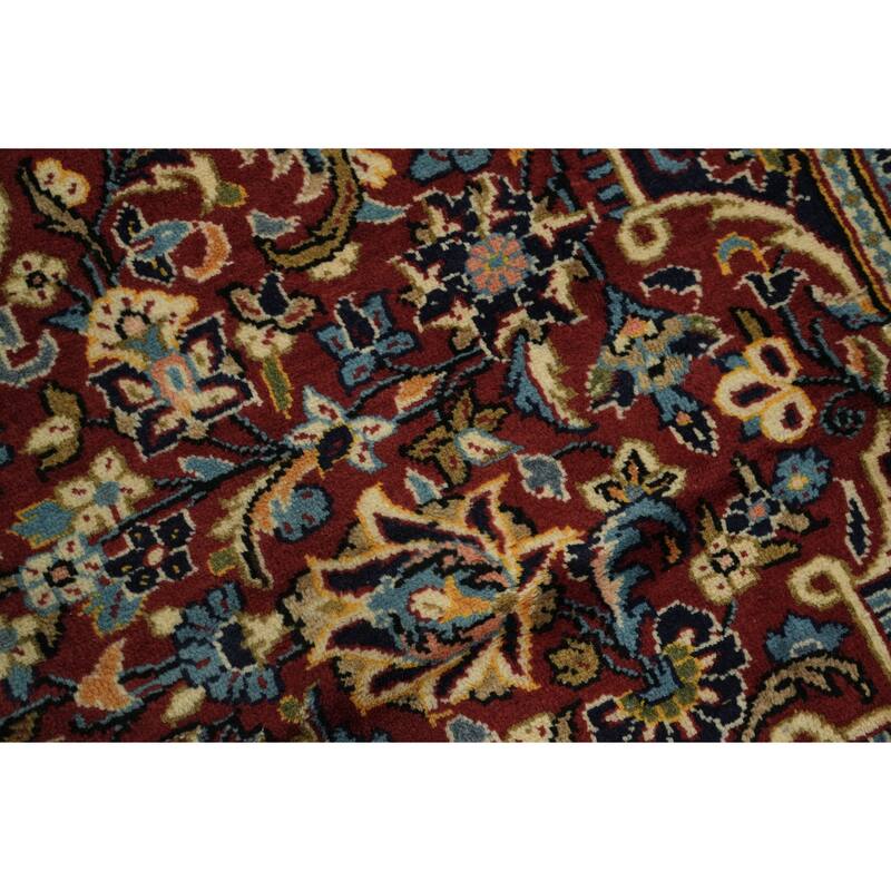 Hand Knotted Oriental 100% Wool Carpet Traditional Floral Red Kashan Area Rug - 9' 11'' X 6' 6''