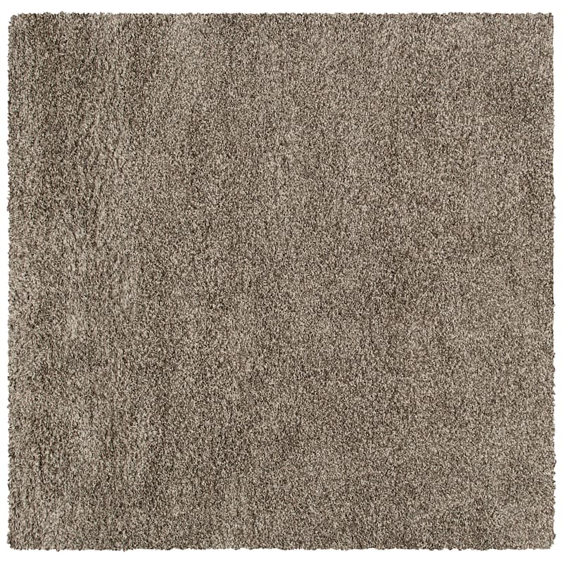 SAFAVIEH Evolution Shag Gwenaele Solid 1.8-inch Thick Rug - 6'7" Square - Brown - Square