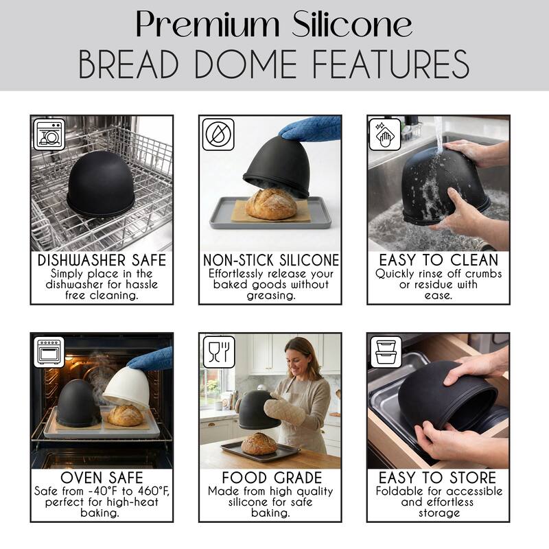 Sweet Jojo Designs 2 Pack Silicone Baking Shell Dome with Base for Sourdough Bread, Alternative Silicone Dutch Oven, Unique Gift