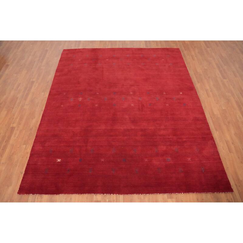 Hand Knotted Oriental 100% Wool Carpet Tribal Tribal Red Gabbeh Area Rug - 9' 7'' X 8' 2''