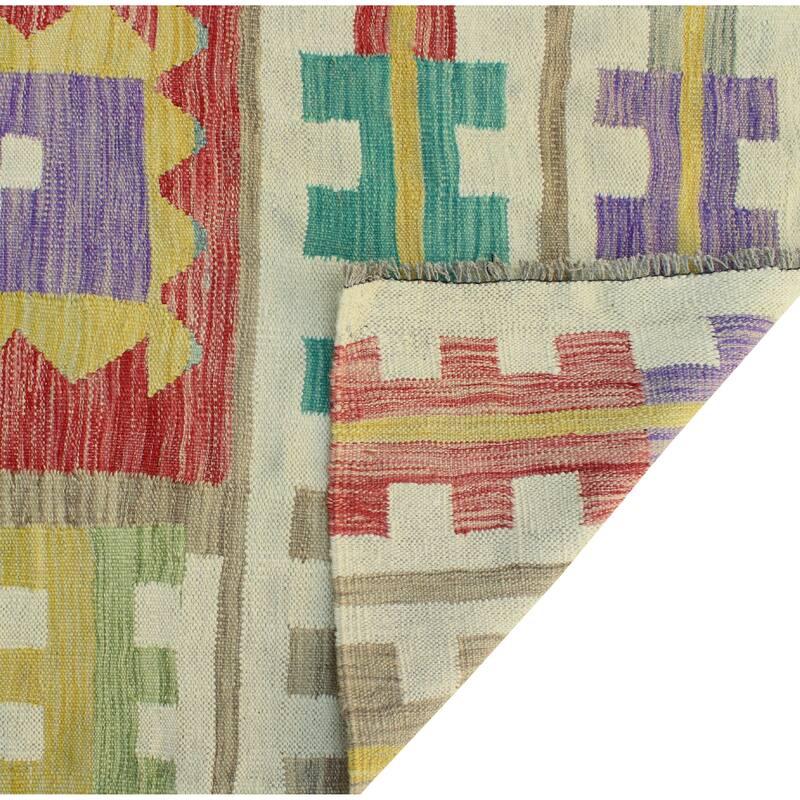 Sun Faded Flatweave Nanyamka Red/Ivory Rug - 6'7" x 10'0"