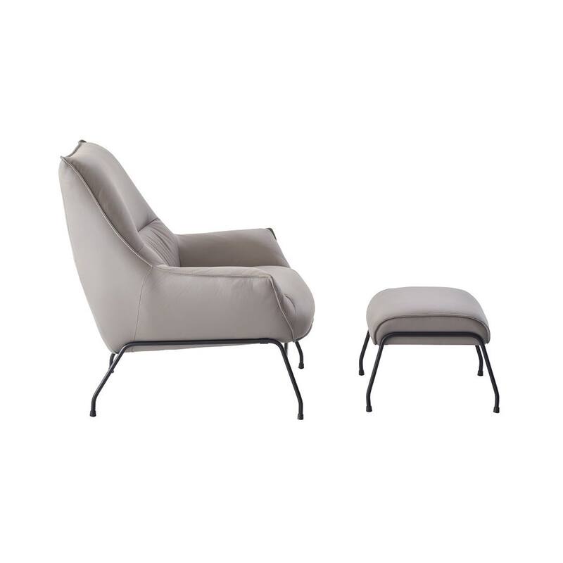 Top Grain Leather Chair with Ottoman