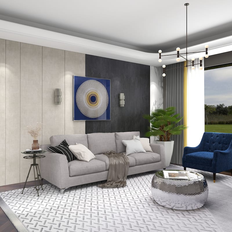 Black Metal Film Reel Accent Table with Tripod Legs and Glass Top