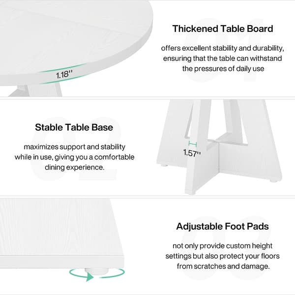 JIJIWANG Solid Wood Extendable Round Dining Table With Removable Leaf For Small Space Farmhouse Round Kitchen Table, 42"-56", Black - Tables