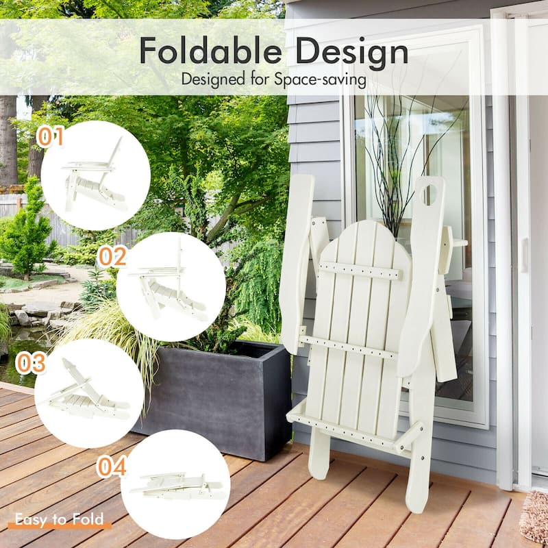Gymax 2PCS Patio Folding Adirondack Chair Weather Resistant Cup Holder