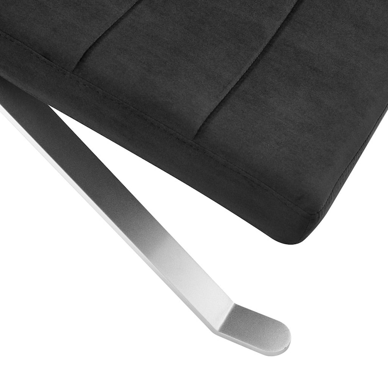 HomeRoots 66" Black and Silver Velvet Lounge Chair - 65.95' X '32.49' X '26.38